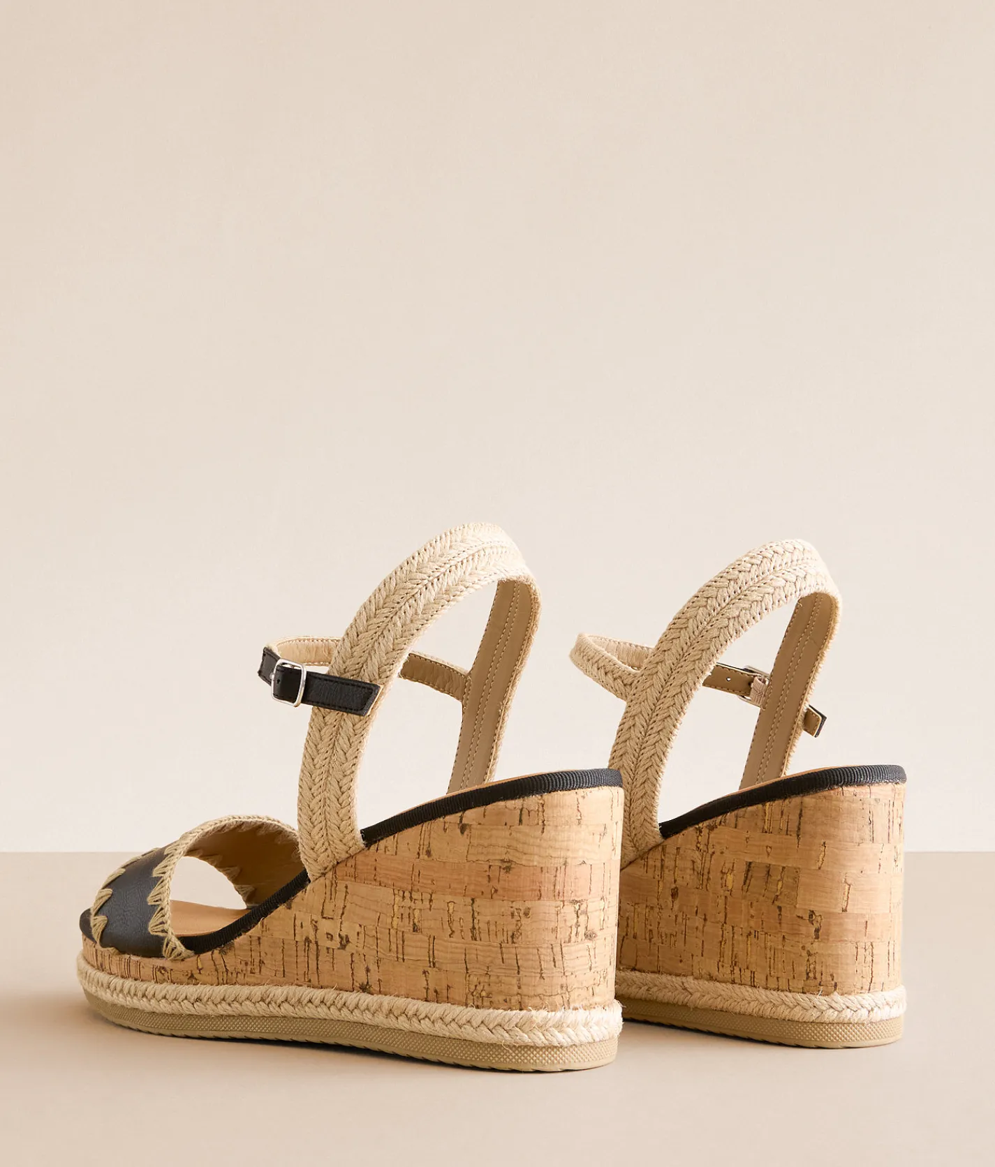 Mia Yennifer Wedge Sandal Black Natural Best