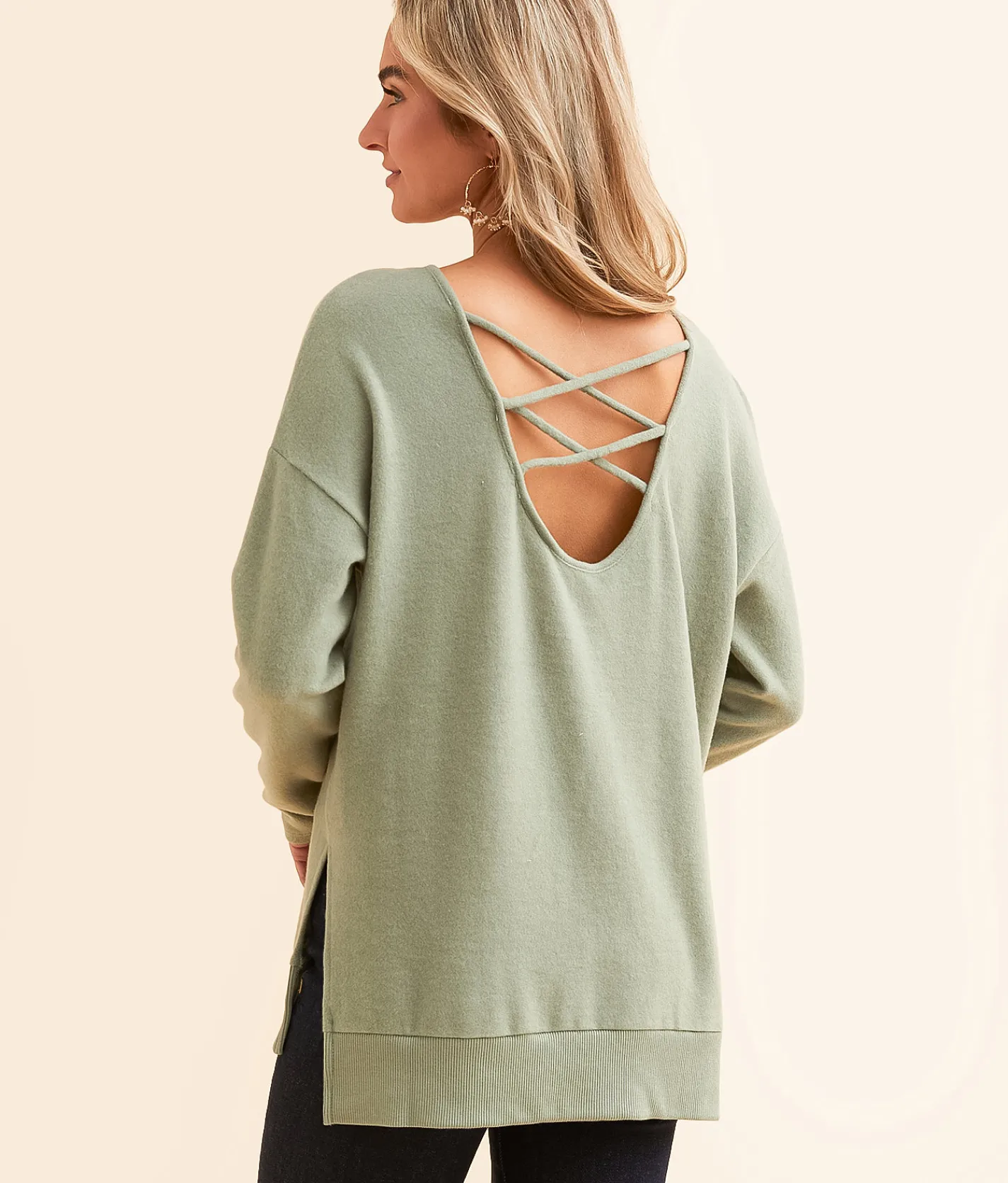 White Crow Zana Cozy Pullover Palm Green New