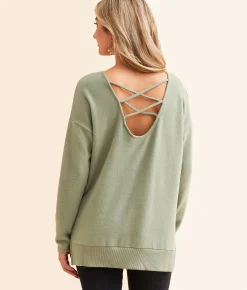White Crow Zana Cozy Pullover Palm Green New