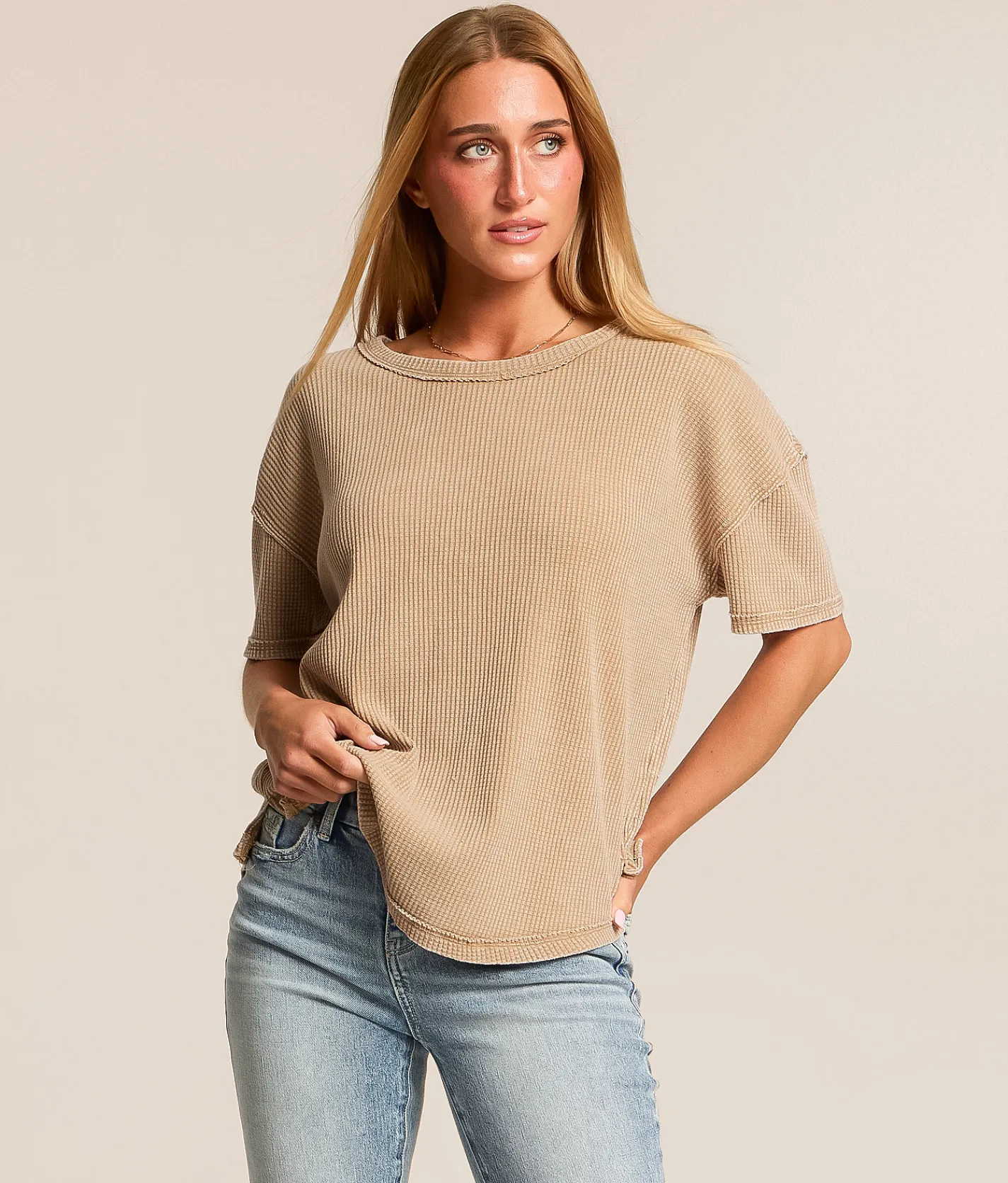 Tops | White Crow Zayden Waffle Top Desert Taupe