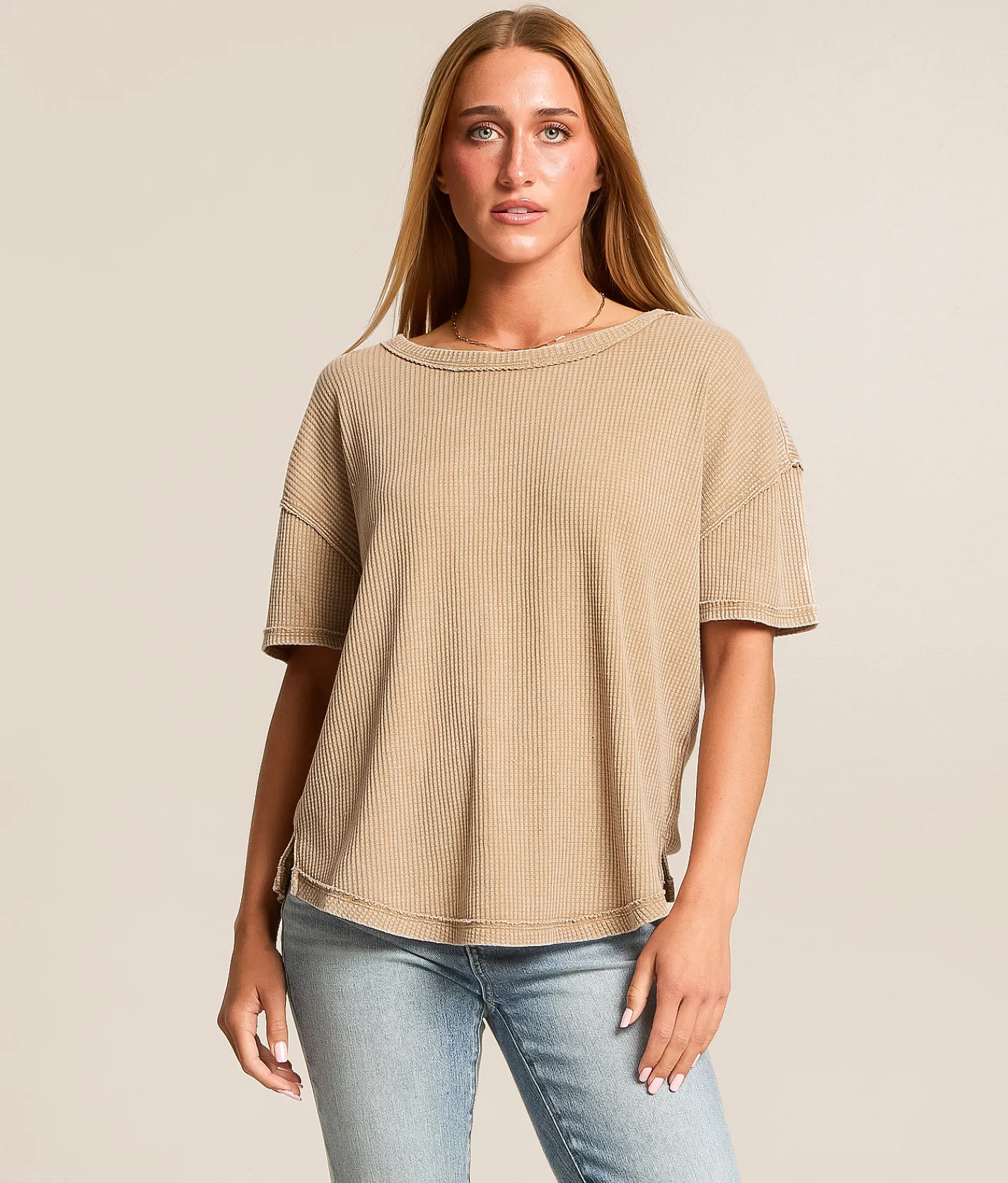 Tops | White Crow Zayden Waffle Top Desert Taupe