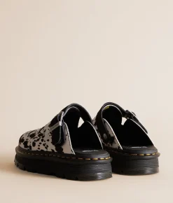 Shoes | Dr. Martens Zebzag Cow Leather Mule Black And Cream Dalmation