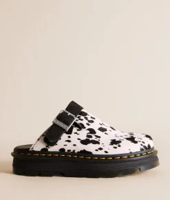 Shoes | Dr. Martens Zebzag Cow Leather Mule Black And Cream Dalmation