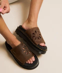Shoes | Dr. Martens Zebzag Leather Slide Dark Brown
