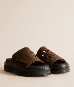 Shoes | Dr. Martens Zebzag Leather Slide Dark Brown