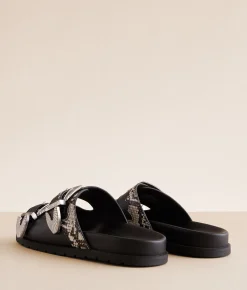 Mia Zefyri Double Strap Sandal Black Beige New