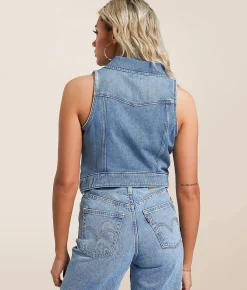 Tops|Coats & Jackets | Wrangler® Zip Down Denim Cropped Vest Dallas