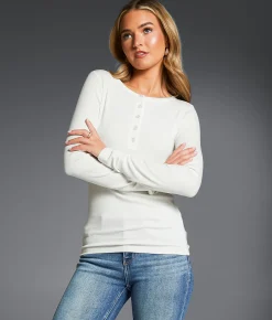 Buckle Black Zoey Ribbed Henley Cannoli Cream