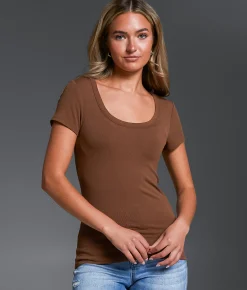 Tops | Buckle Black Zoey Ribbed Top Cocoa Brown