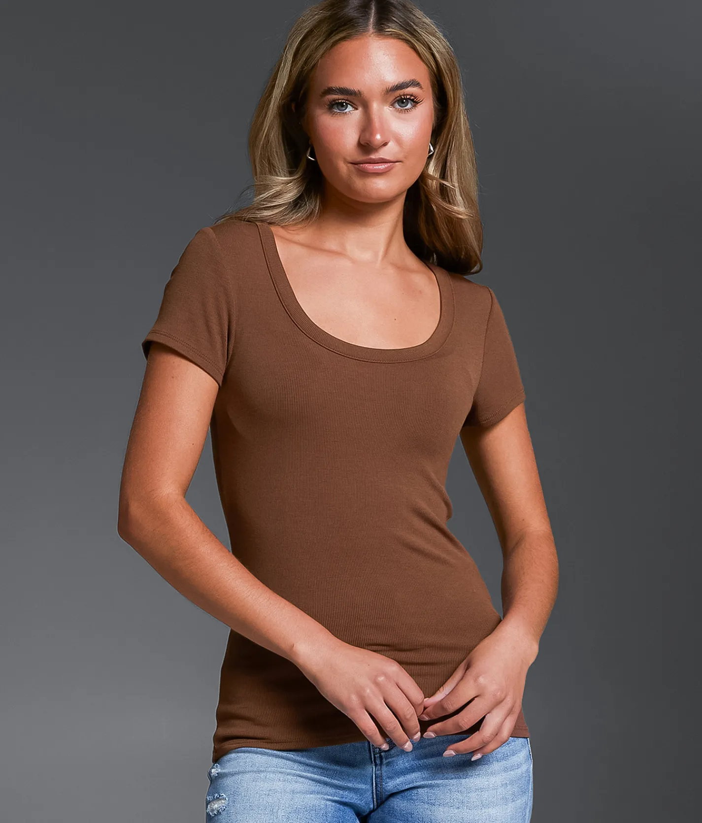 Tops | Buckle Black Zoey Ribbed Top Cocoa Brown