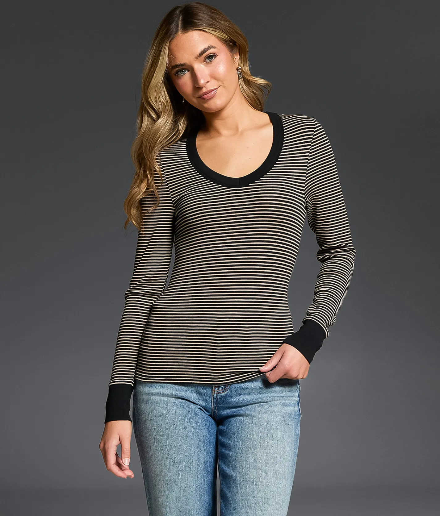Tops | Buckle Black Zoey Striped Top Black Cobblestone