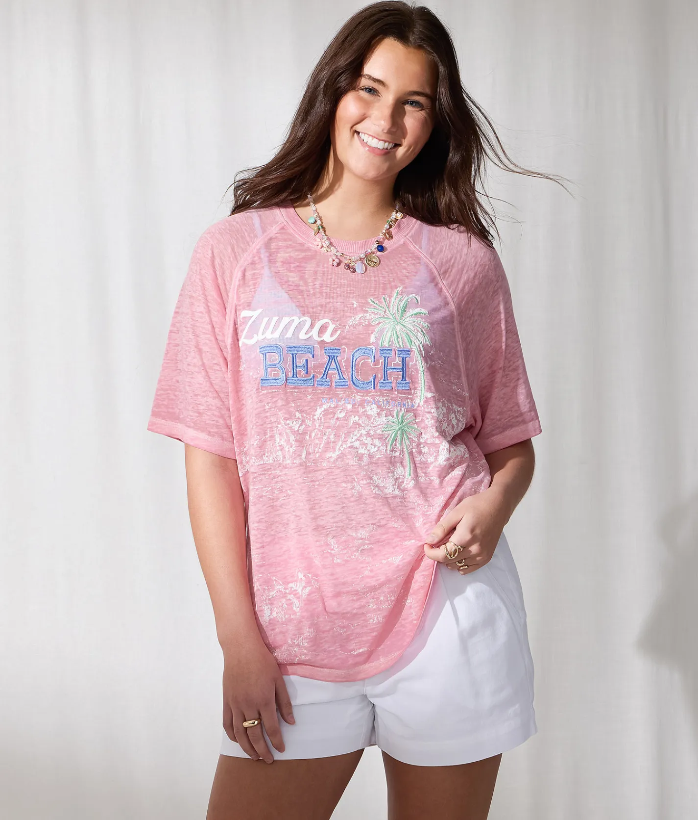 Tops | 33 Coastal Zuma Beach Oversized Burnout T-Shirt Baby Pink