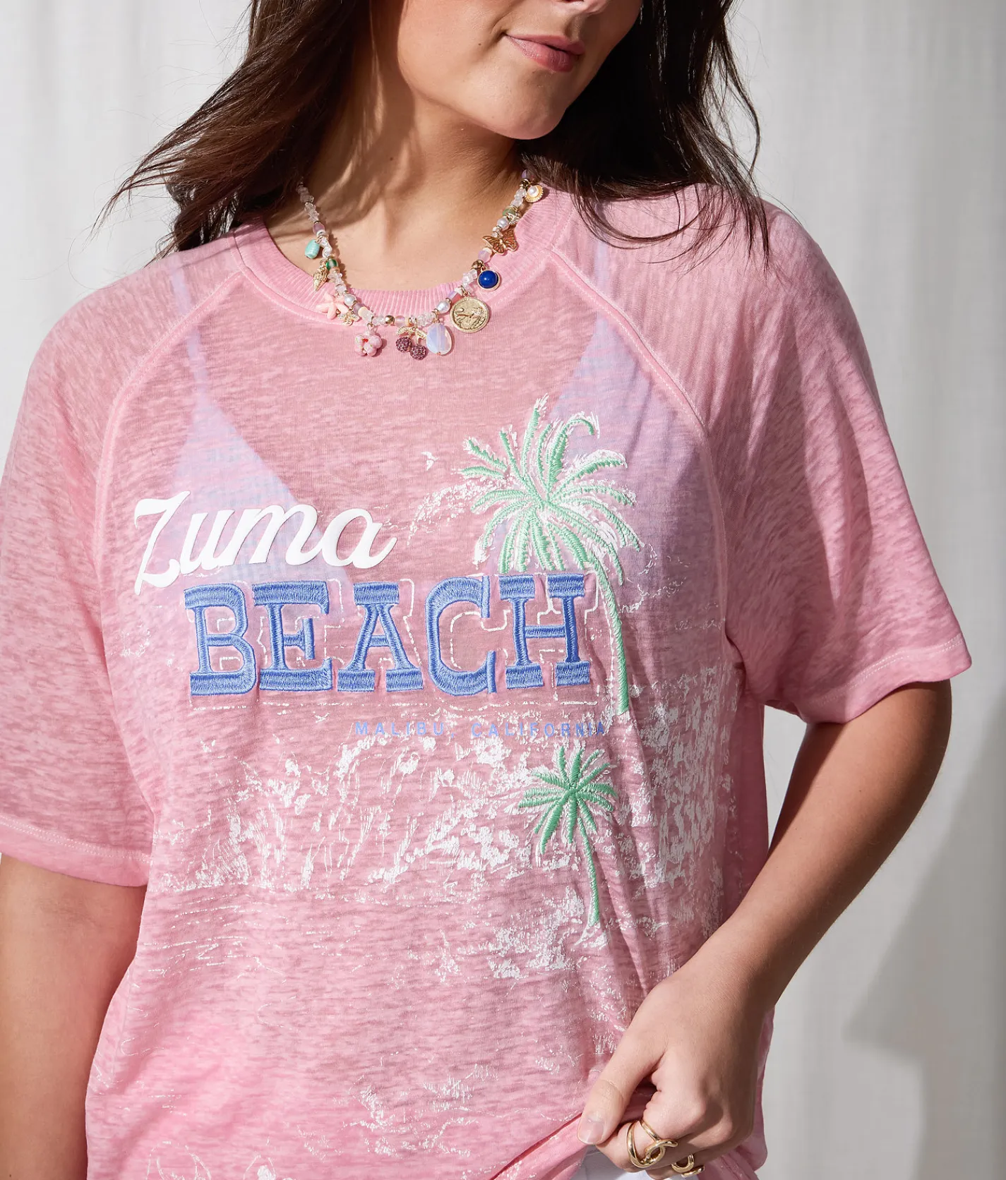 Tops | 33 Coastal Zuma Beach Oversized Burnout T-Shirt Baby Pink